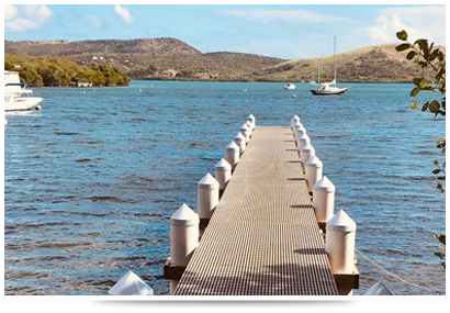 Access thru water with our private dock & moorings